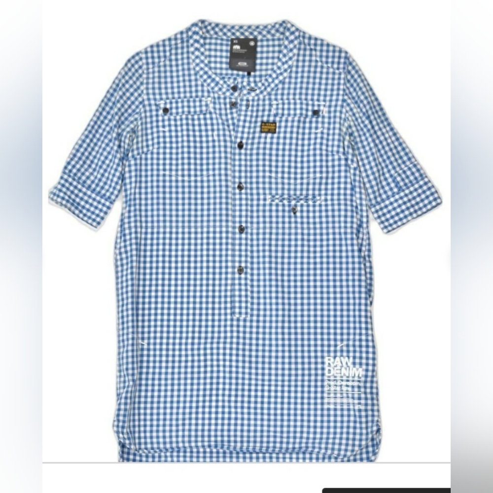G-Star Short blue and white women's shirt dress.